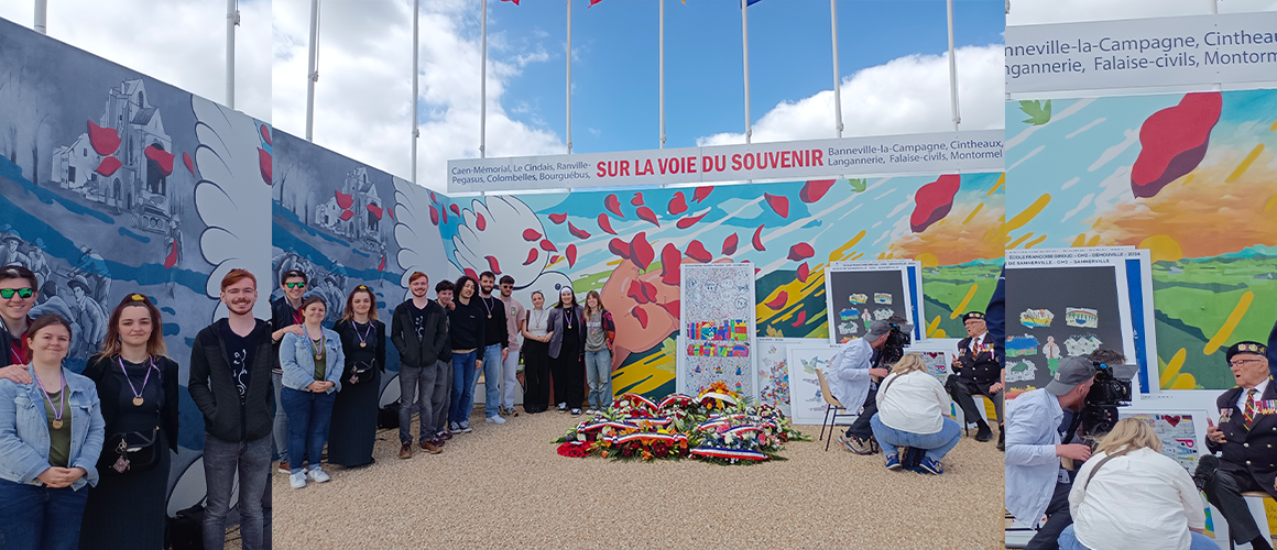 Fresque sur un mur des étudiants de l'école BRASSART Caen.